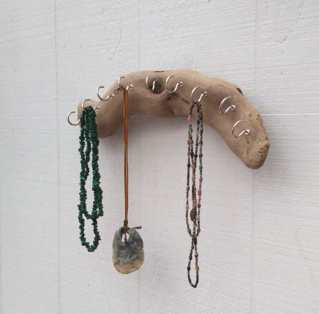 Driftwood Necklace Display Wall Mounted Key Hooks