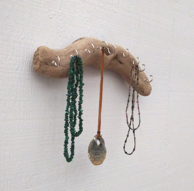 Driftwood Necklace Display Wall Mounted Key Hooks