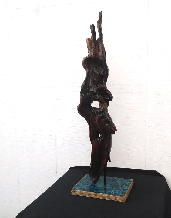 Rustic Driftwood Art Floor Sculpture Abstract Wood Sculpture