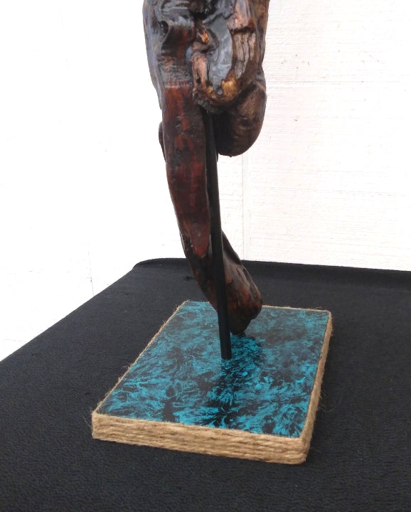 Rustic Driftwood Art Floor Sculpture Abstract Wood Sculpture