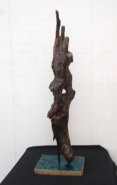 Rustic Driftwood Art Floor Sculpture Abstract Wood Sculpture