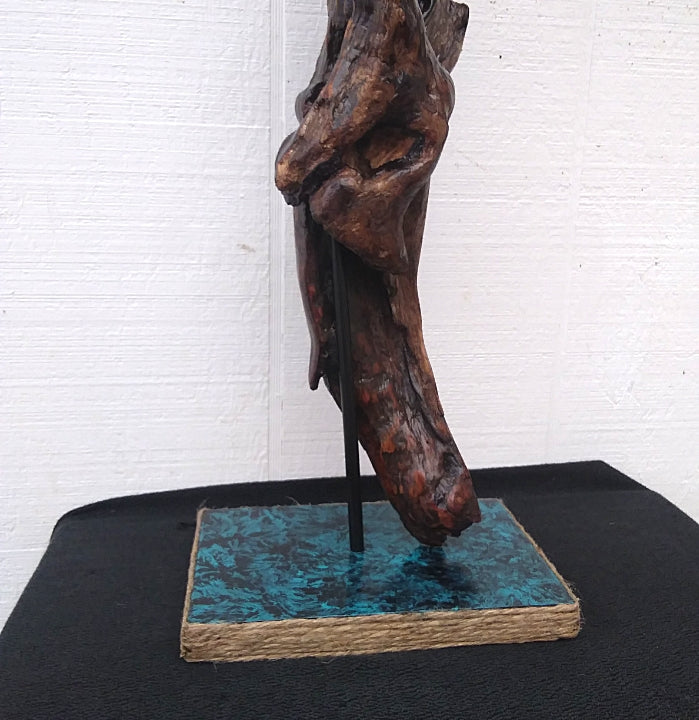 Rustic Driftwood Art Floor Sculpture Abstract Wood Sculpture