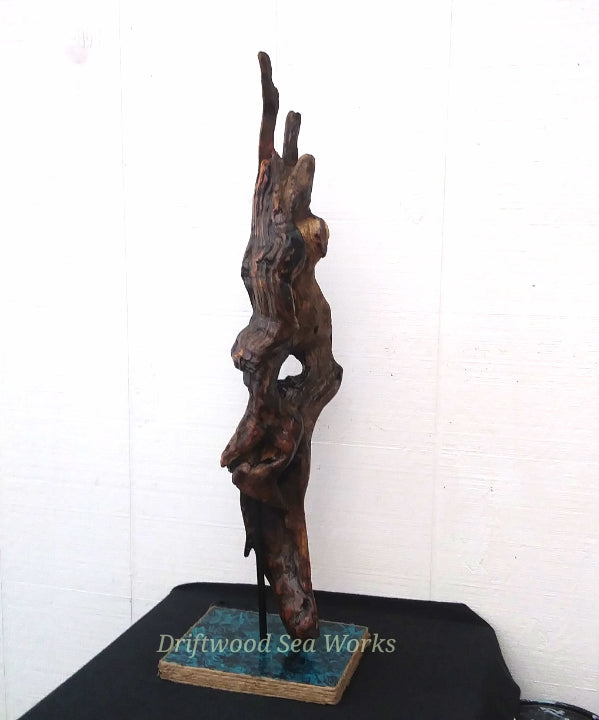 Rustic Driftwood Art Floor Sculpture Abstract Wood Sculpture