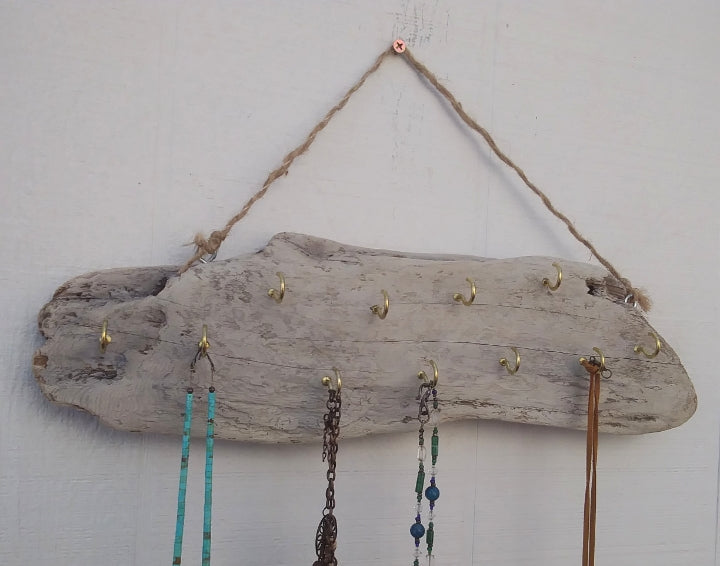 White Washed Driftwood Necklace Display