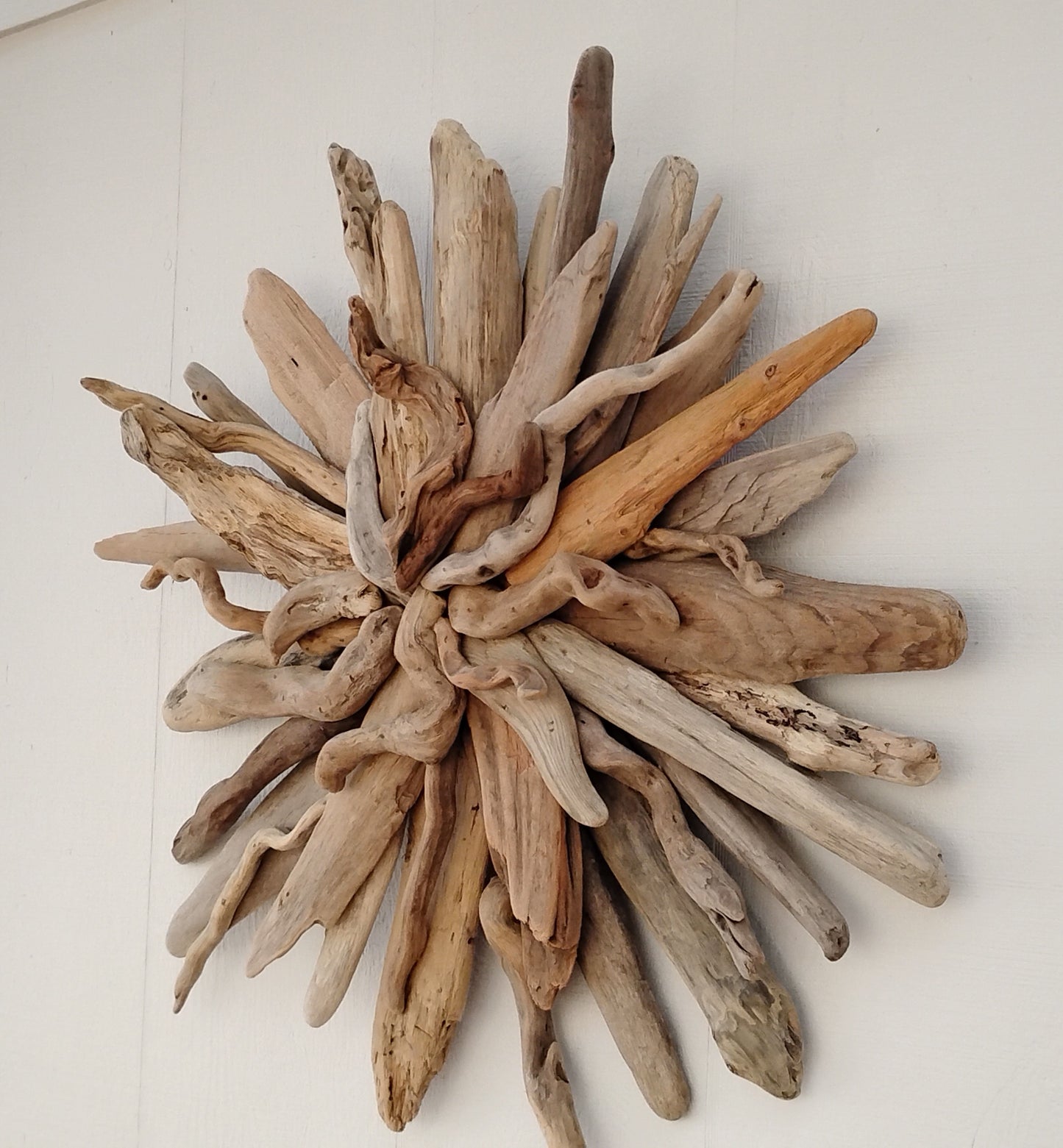 Driftwood Starburst Sculpture Natural Rustic Wood Wall Decor
