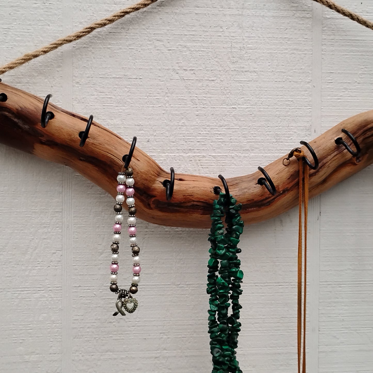 Necklace Organizer Display Driftwood Key Hook Wall Mounted