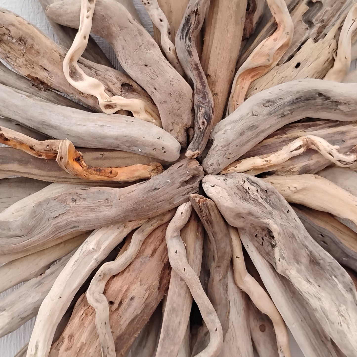 Large Driftwood Art Sunburst Rustic Natural Wood Round Wall Decor