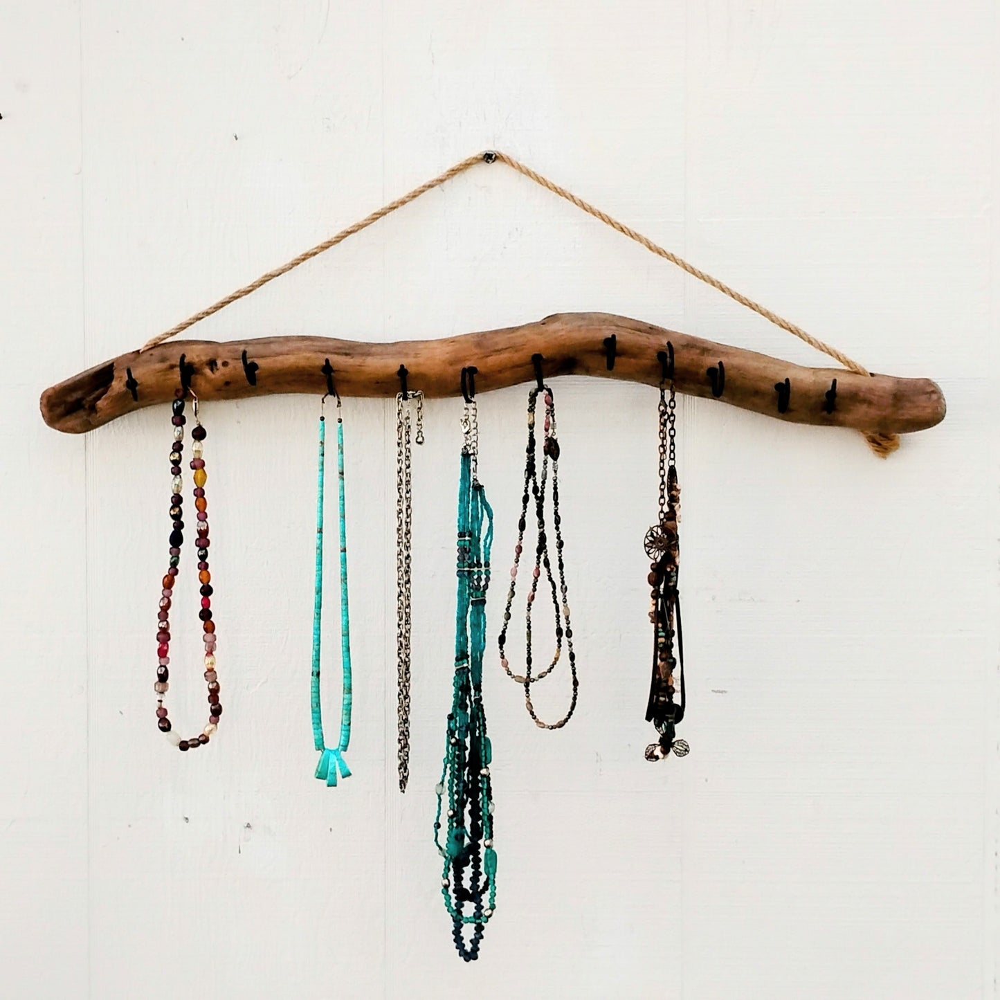Wall Hanging Necklace Organizer Display Driftwood Key Hook Wall Mounted