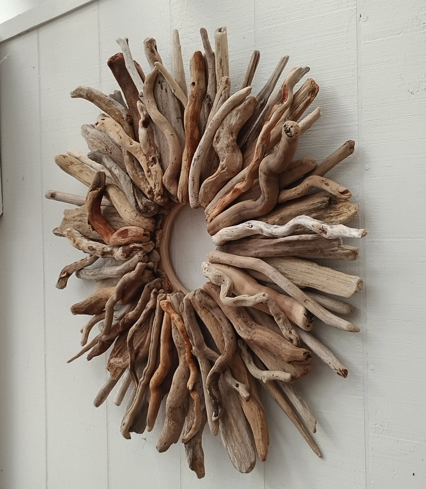 Large Driftwood Wreath Oregon Driftwood Art Rustic Mantel Decor (32 inches)