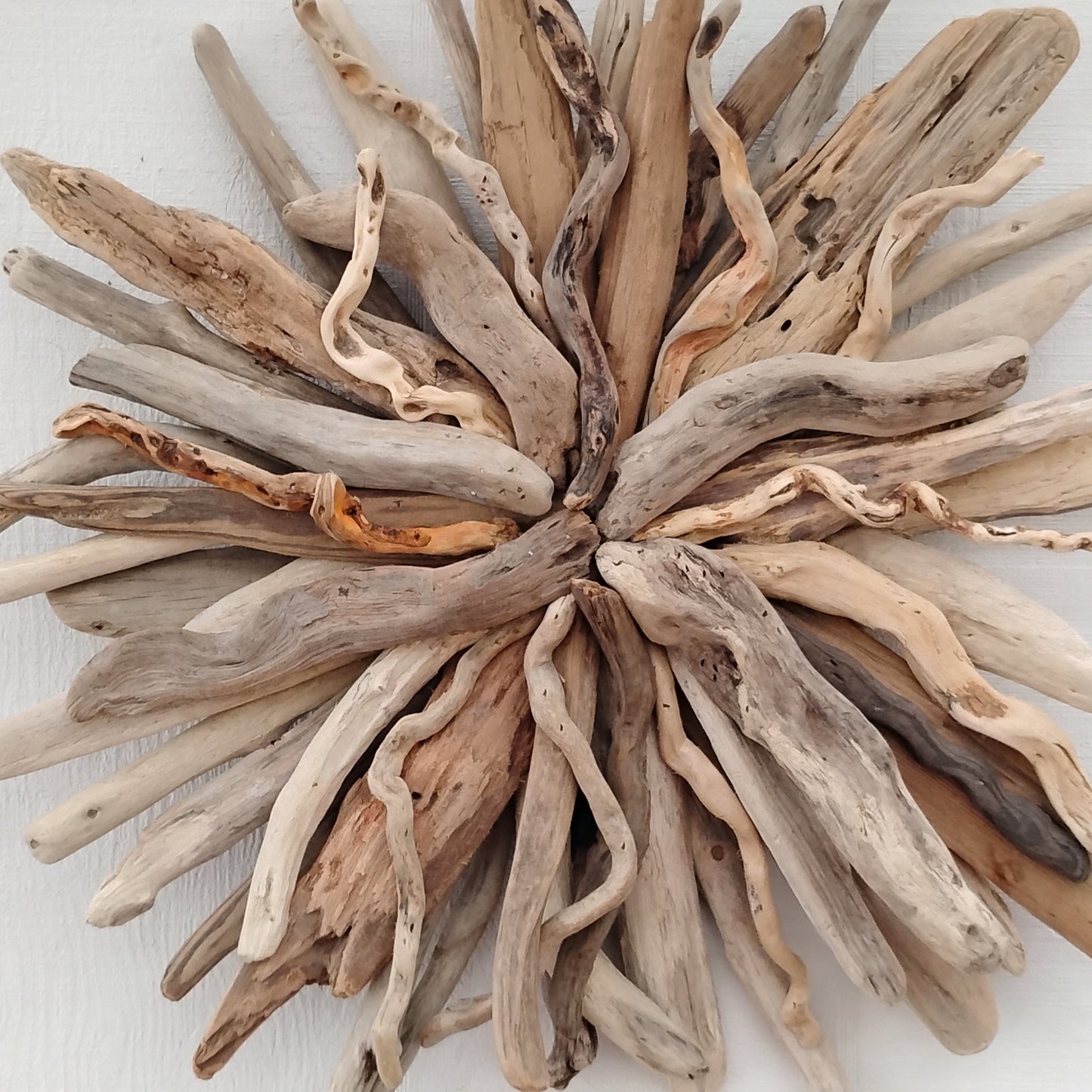 Large Driftwood Art Sunburst Rustic Natural Wood Round Wall Decor