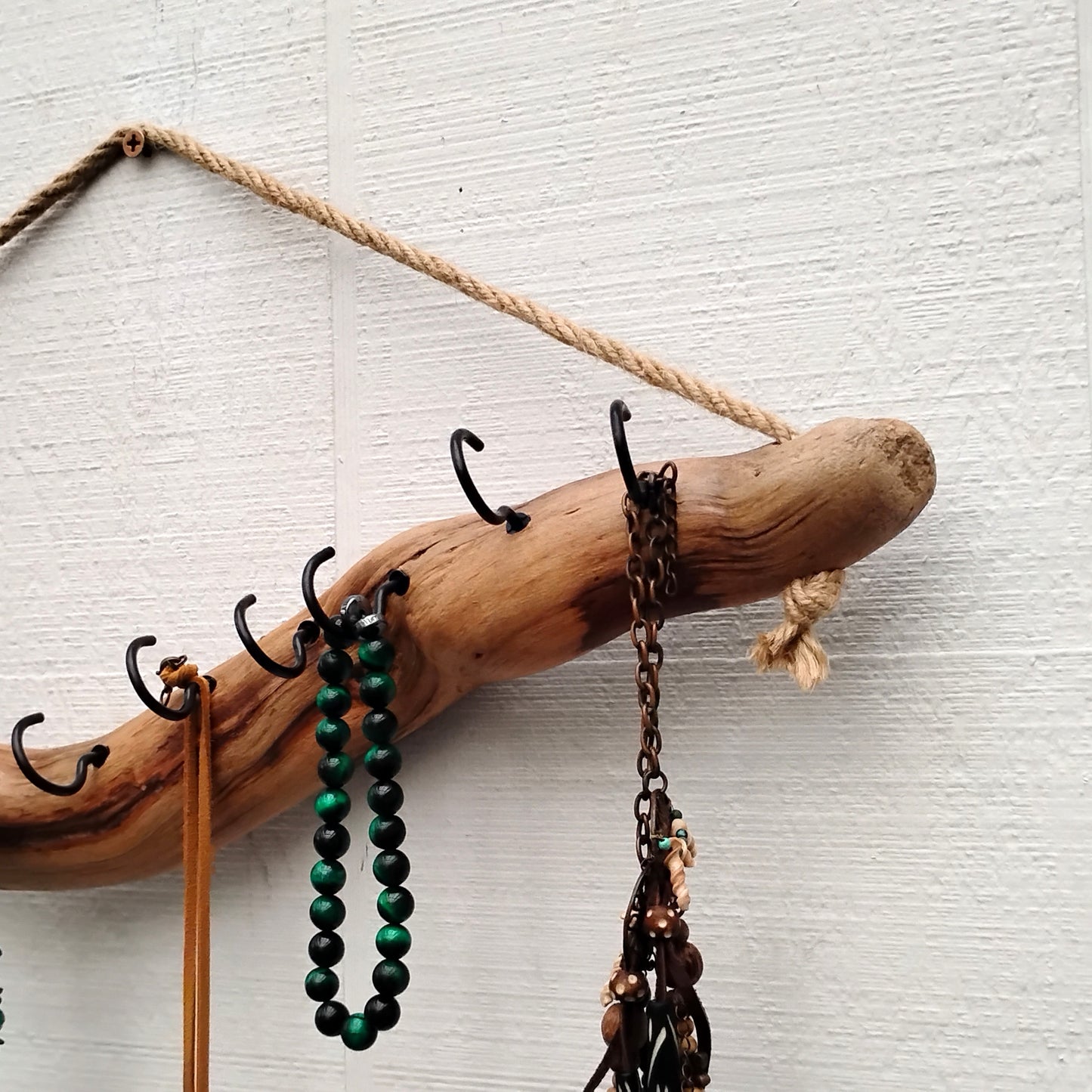 Necklace Organizer Display Driftwood Key Hook Wall Mounted