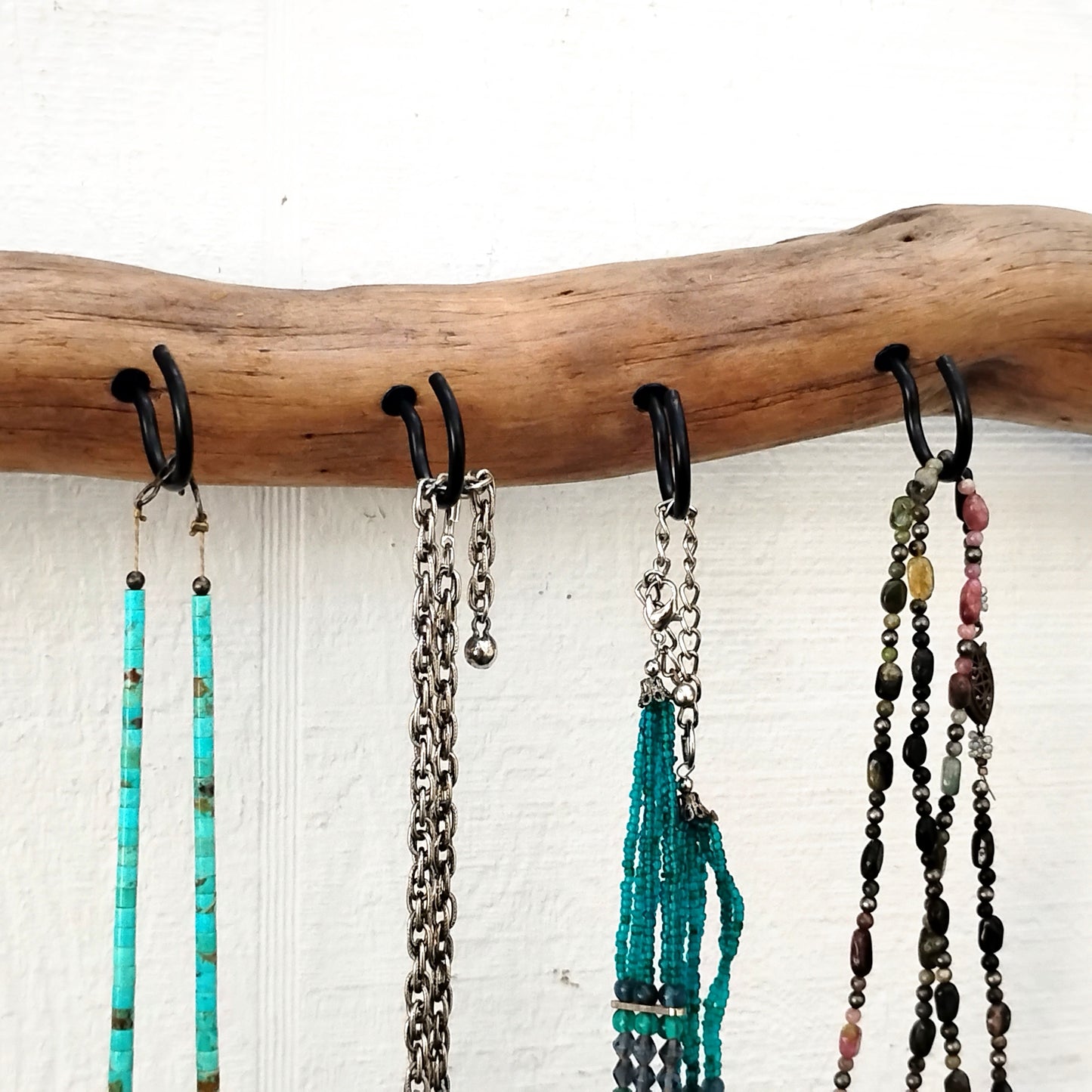 Wall Hanging Necklace Organizer Display Driftwood Key Hook Wall Mounted