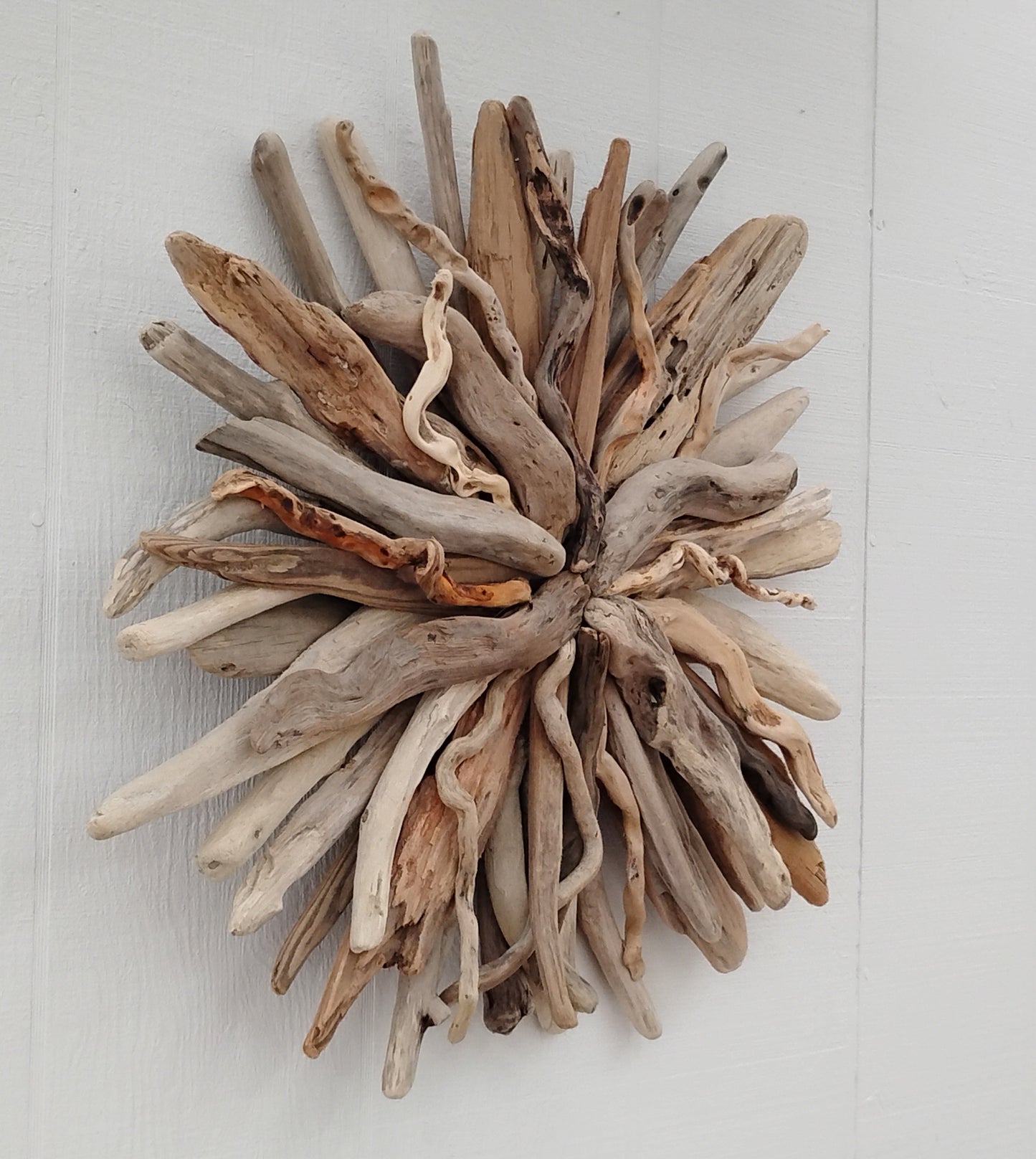 Large Driftwood Art Sunburst Rustic Natural Wood Round Wall Decor