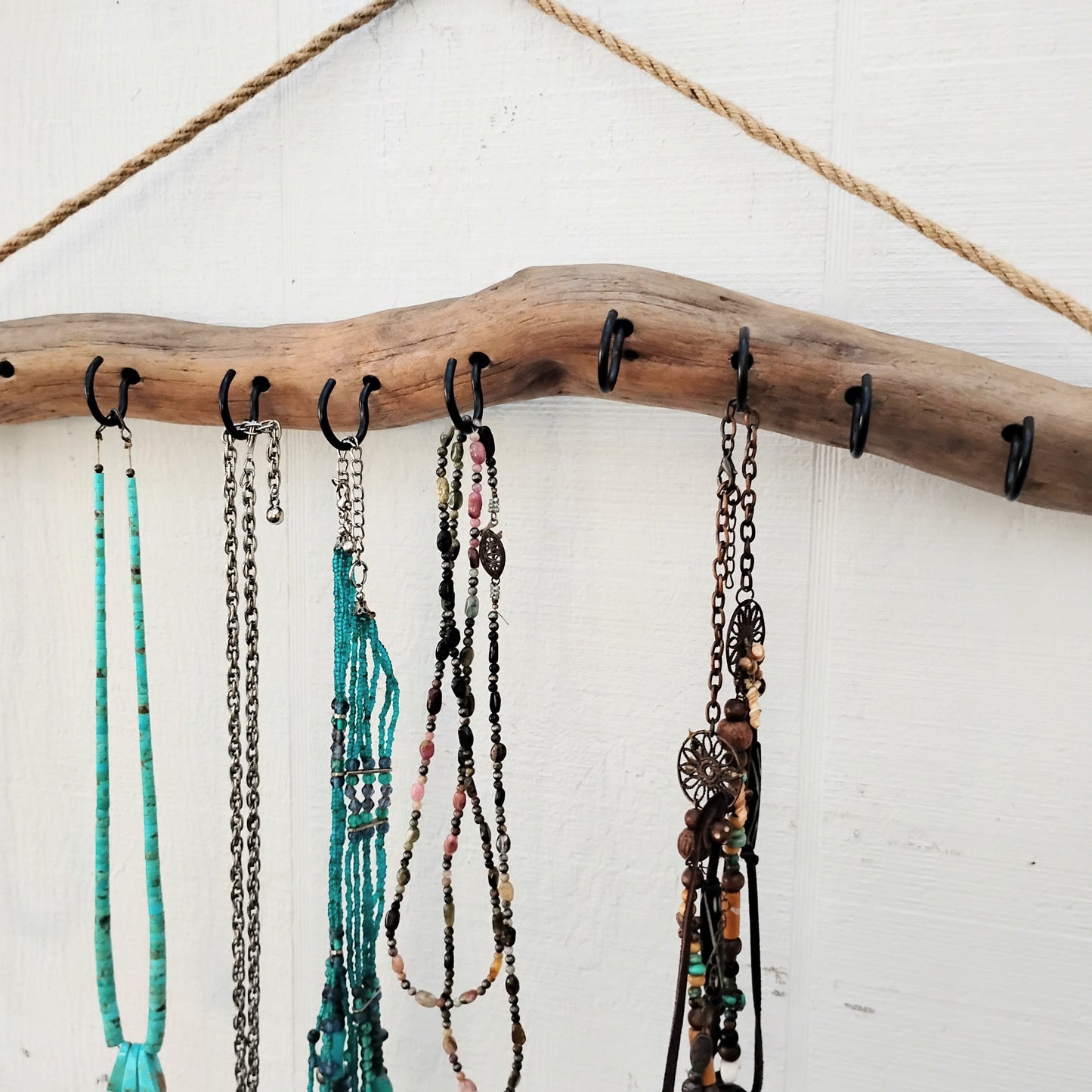 Wall Hanging Necklace Organizer Display Driftwood Key Hook Wall Mounted