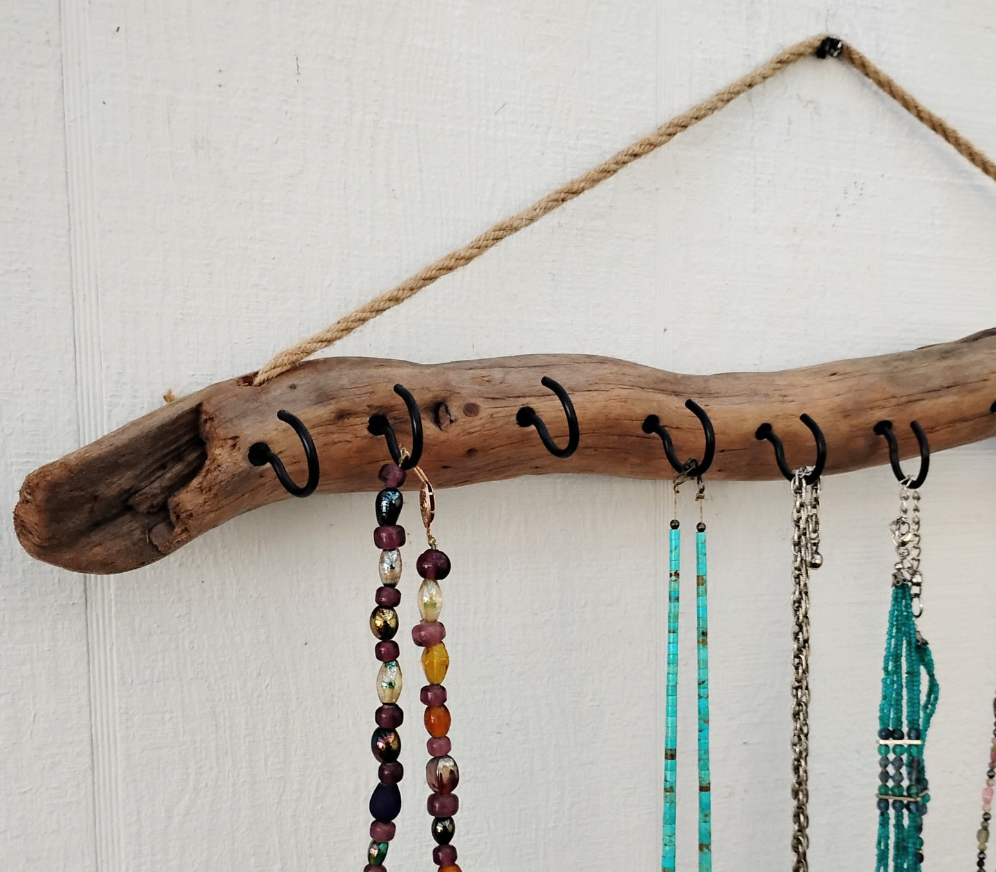 Wall Hanging Necklace Organizer Display Driftwood Key Hook Wall Mounted