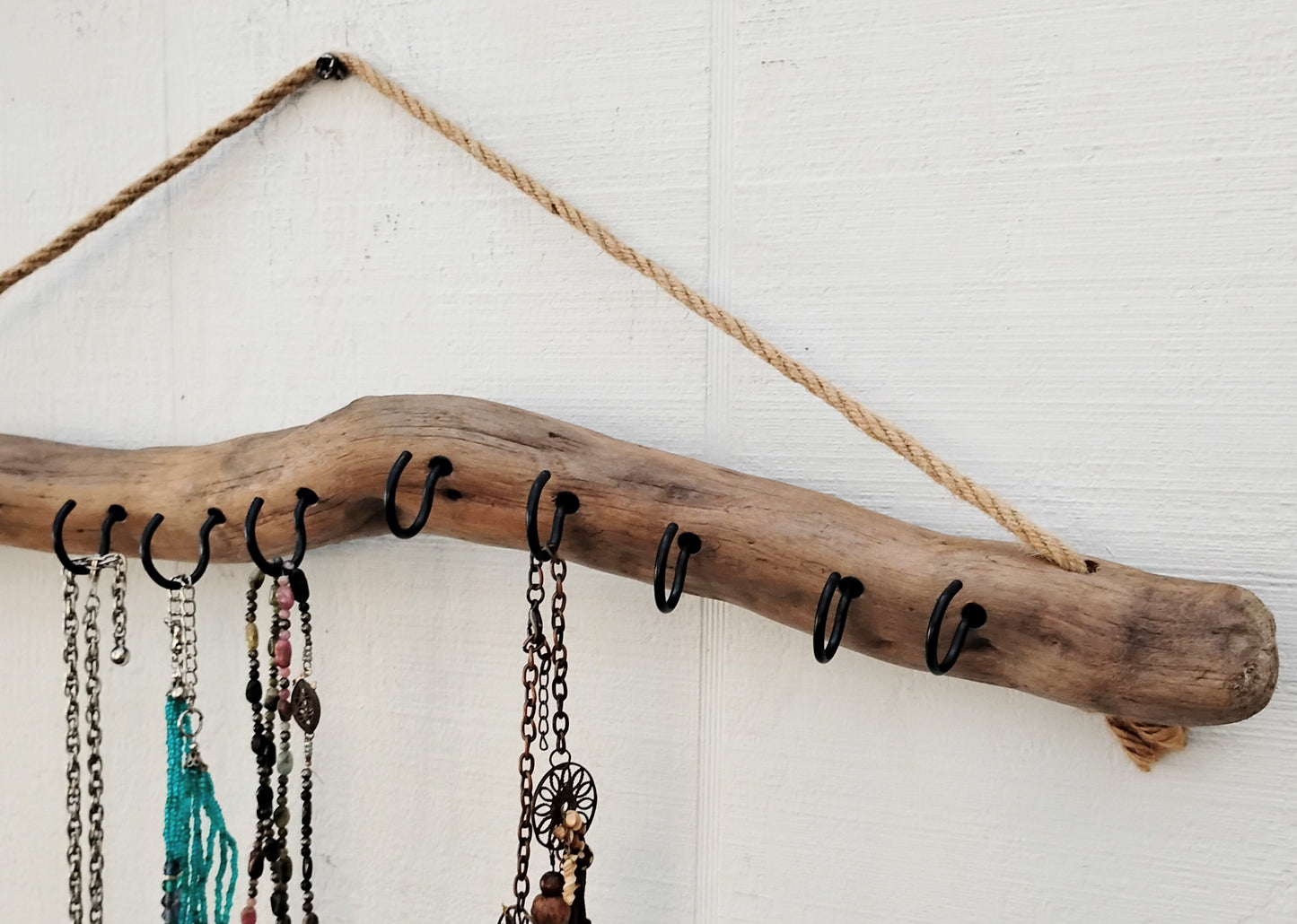 Wall Hanging Necklace Organizer Display Driftwood Key Hook Wall Mounted