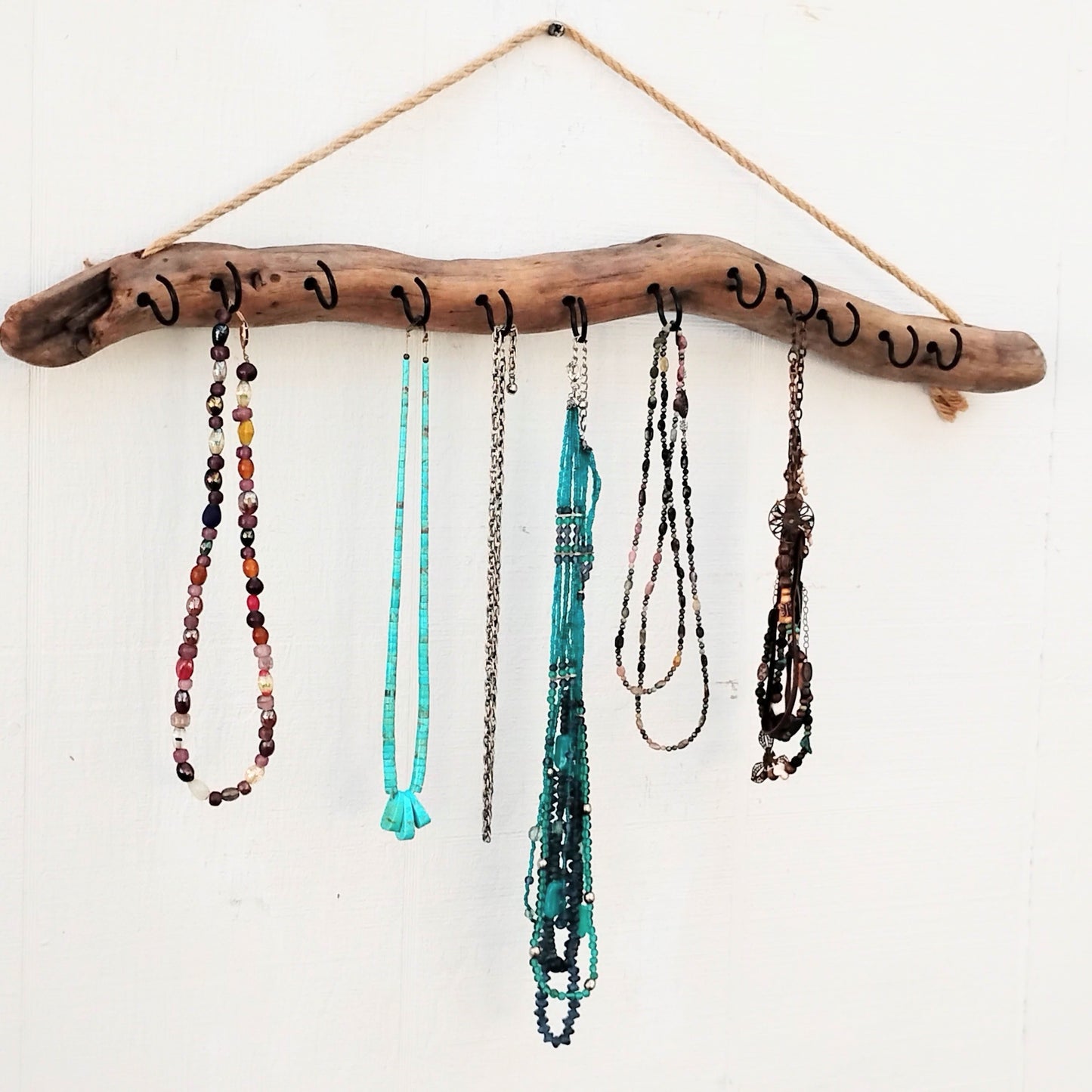 Wall Hanging Necklace Organizer Display Driftwood Key Hook Wall Mounted