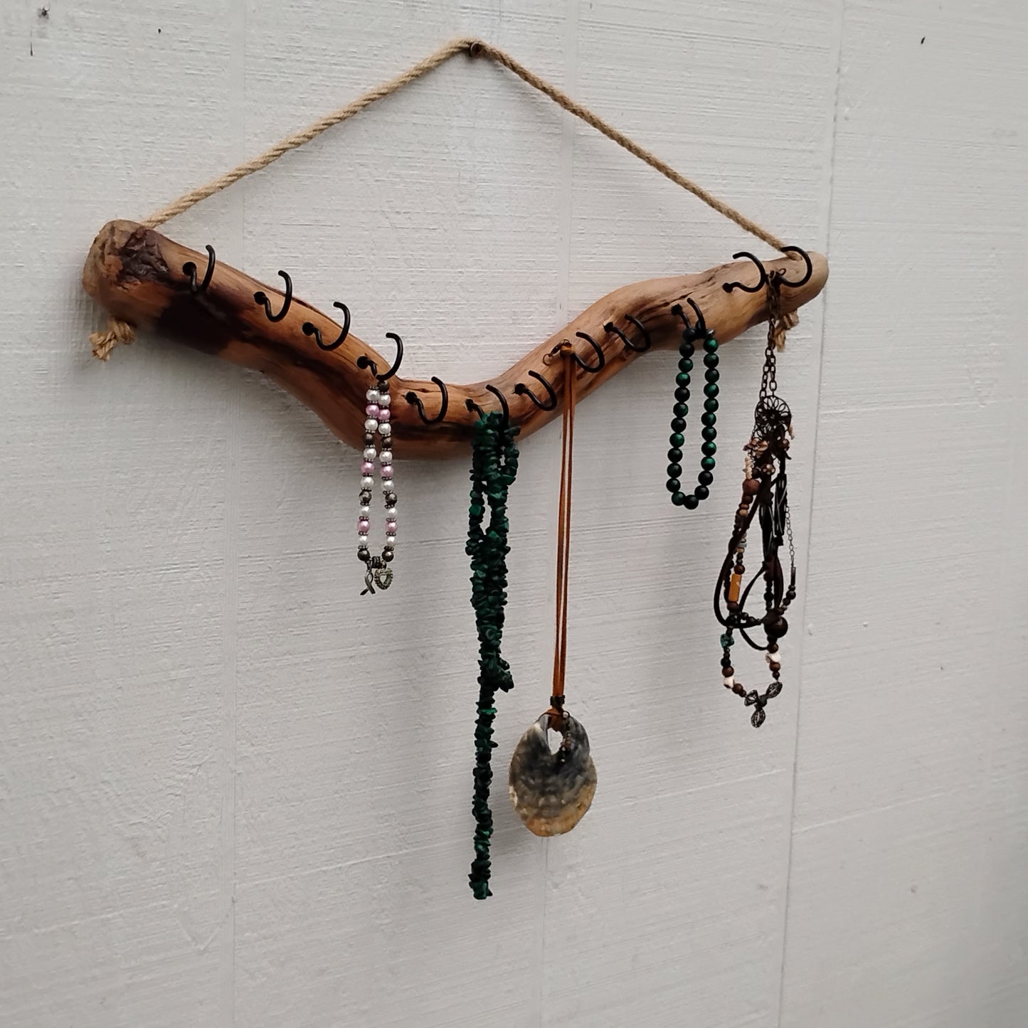 Necklace Organizer Display Driftwood Key Hook Wall Mounted