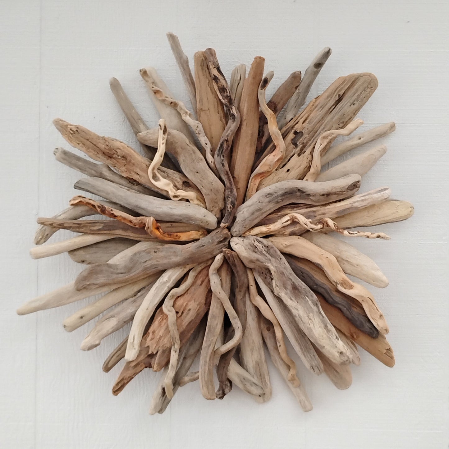 Large Driftwood Art Sunburst Rustic Natural Wood Round Wall Decor