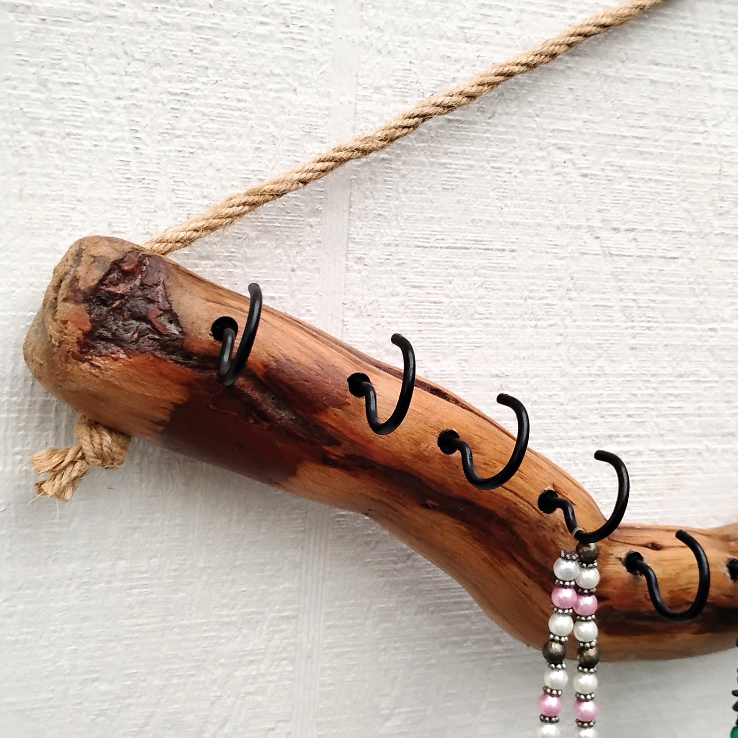Necklace Organizer Display Driftwood Key Hook Wall Mounted