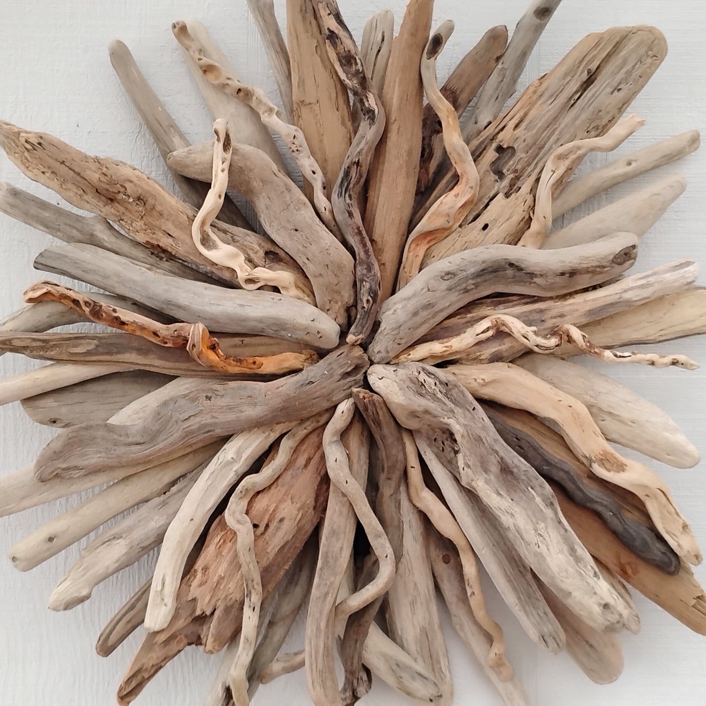 Large Driftwood Art Sunburst Rustic Natural Wood Round Wall Decor