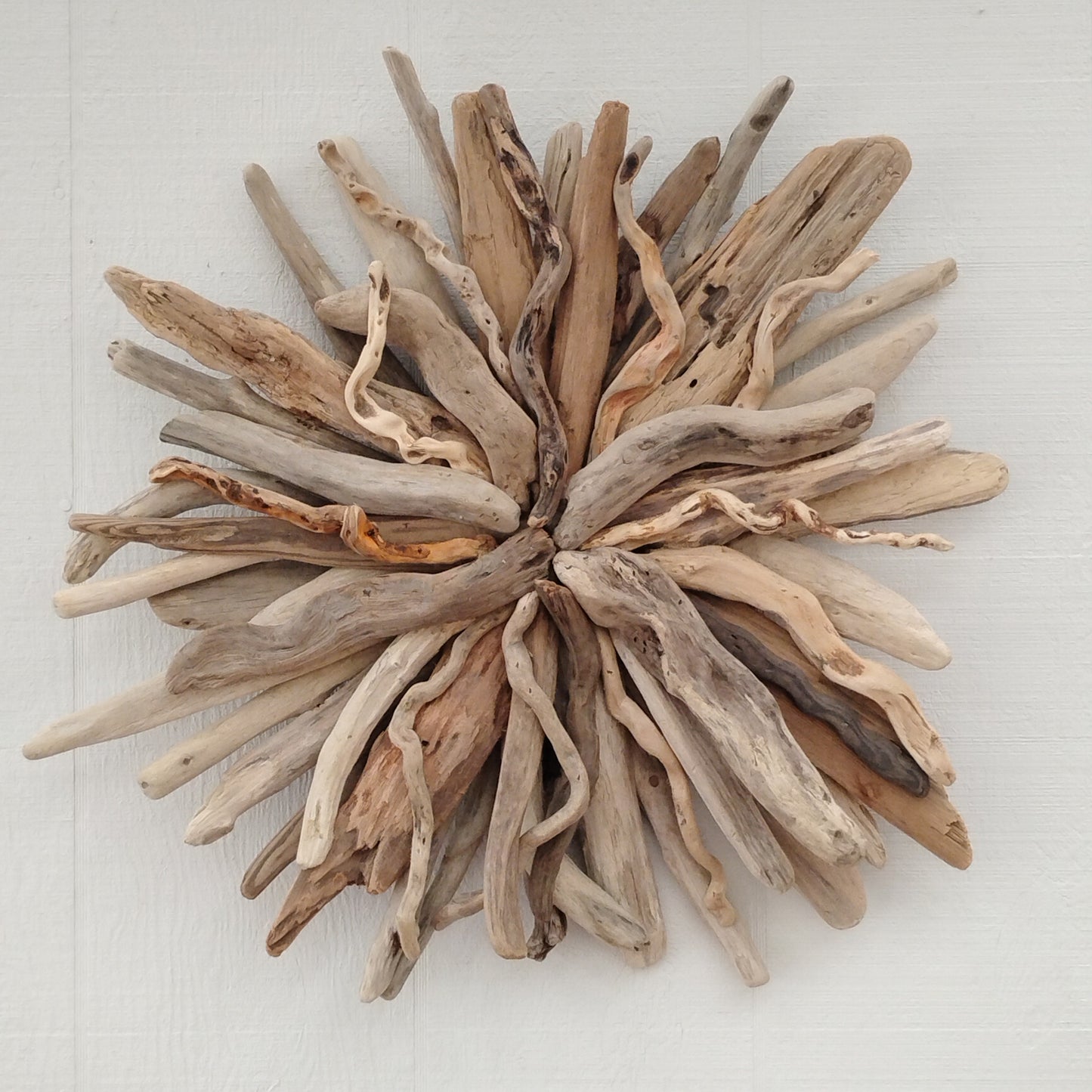 Large Driftwood Art Sunburst Rustic Natural Wood Round Wall Decor