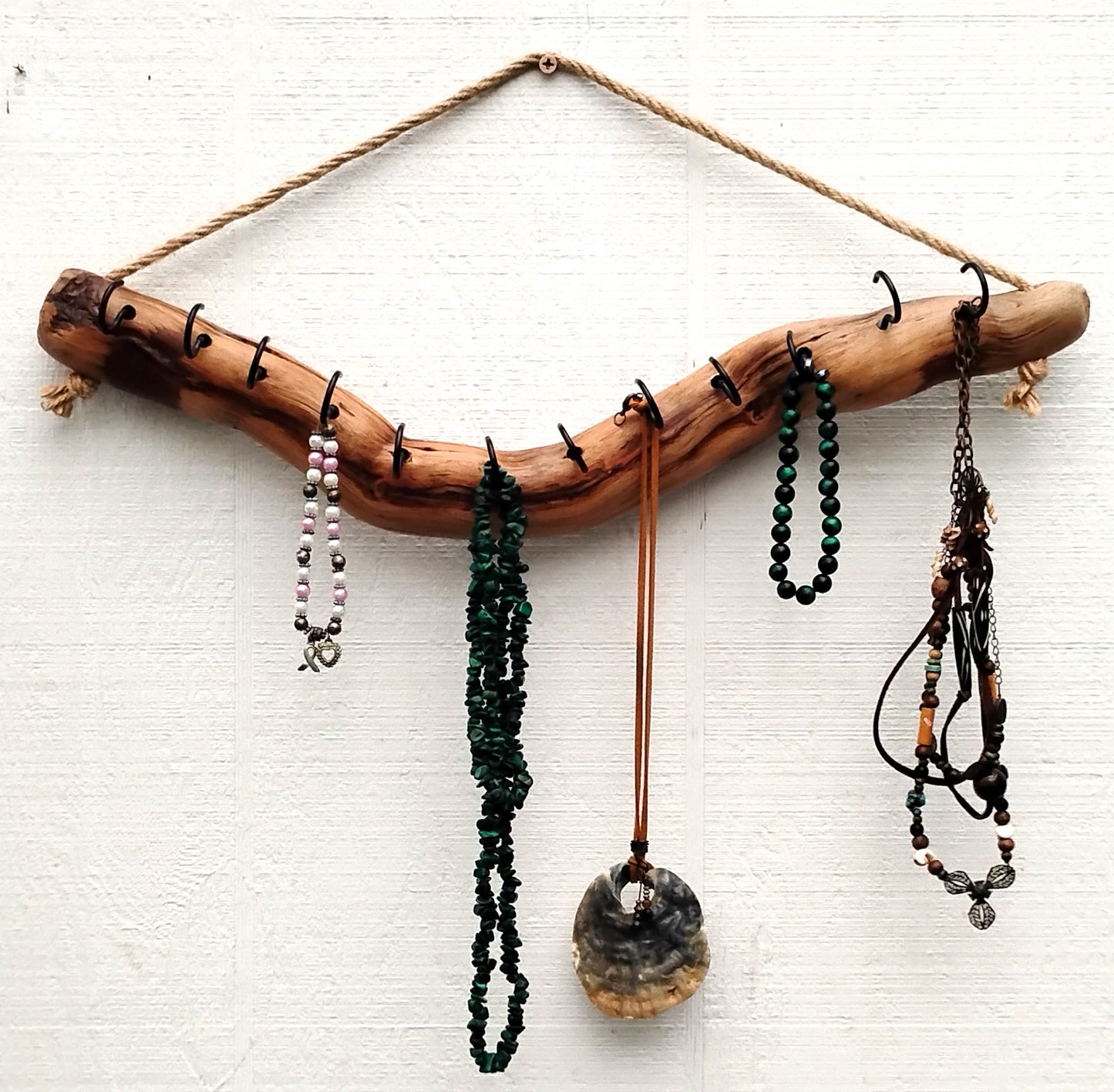 Necklace Organizer Display Driftwood Key Hook Wall Mounted