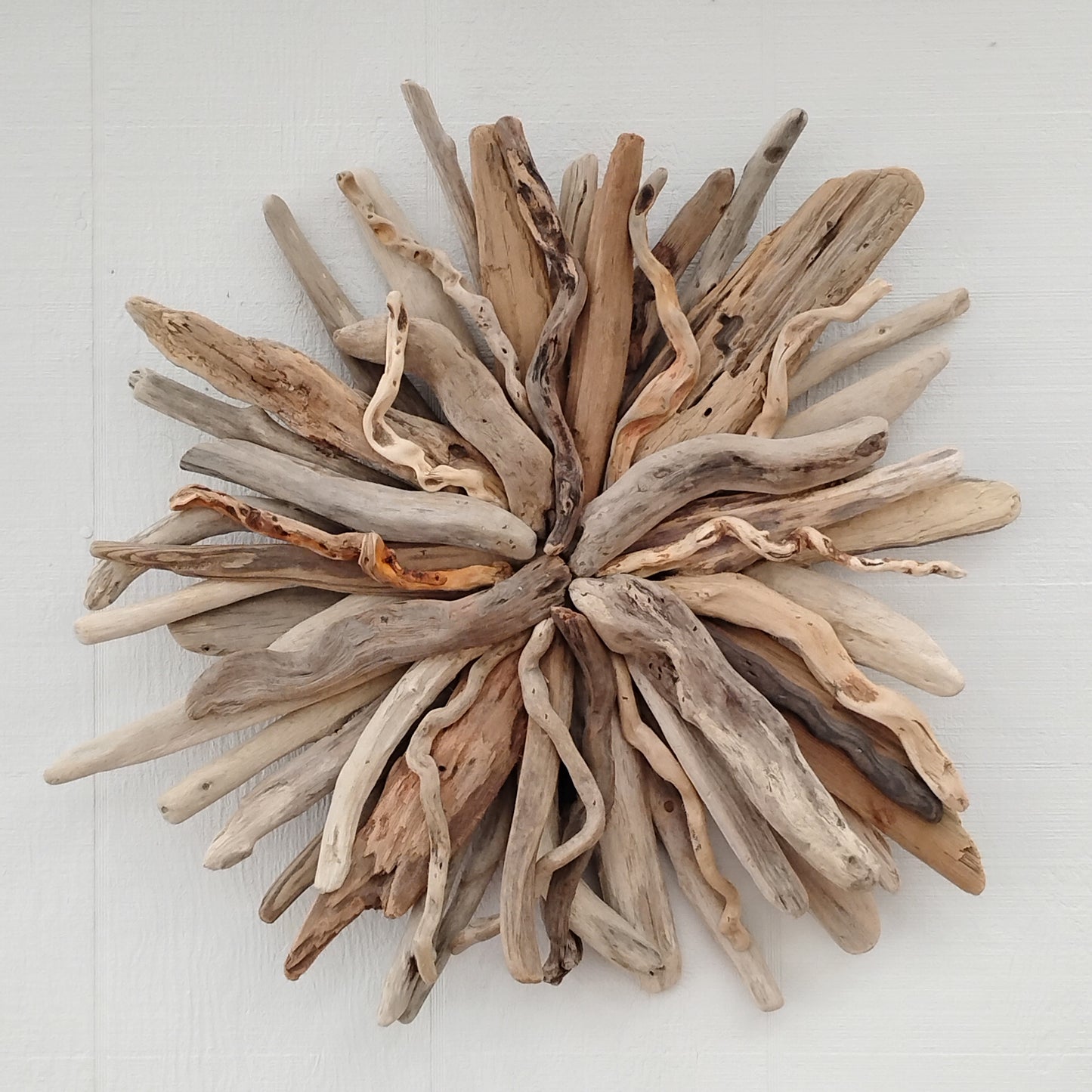 Large Driftwood Art Sunburst Rustic Natural Wood Round Wall Decor