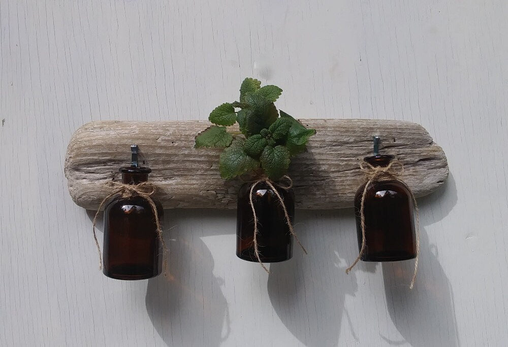 Rustic Single Flower Vases Driftwood Wall Hanging Bottle Vases