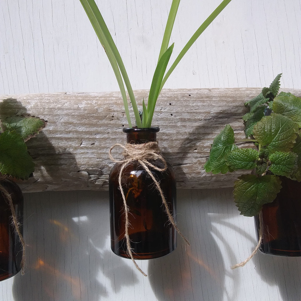 Rustic Single Flower Vases Driftwood Wall Hanging Bottle Vases