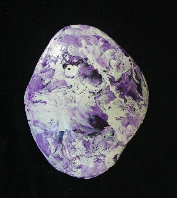 Large Purple And White Clam Shell
