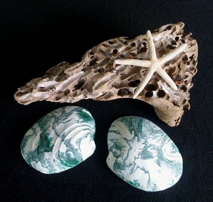 Green Clam Shells Beach Bathroom Decor
