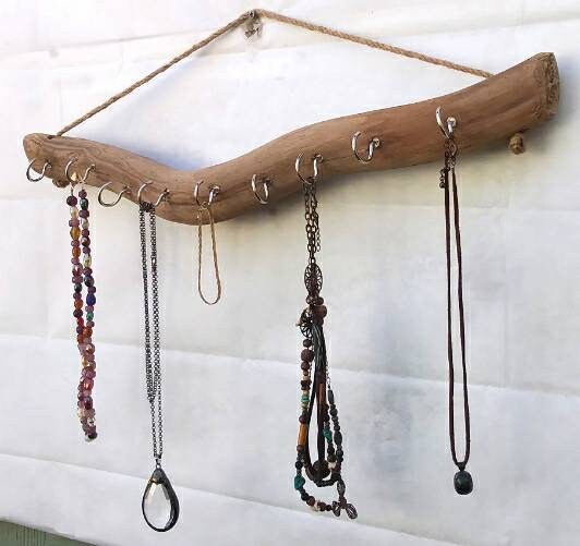 Driftwood Necklace Display Wall Mounted Decorative Hooks