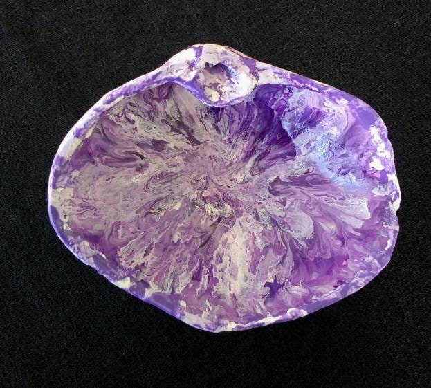 Large Purple And White Clam Shell