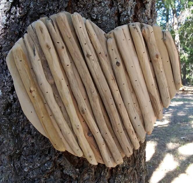 Rustic Wood Heart Driftwood Coastal Wall Art
