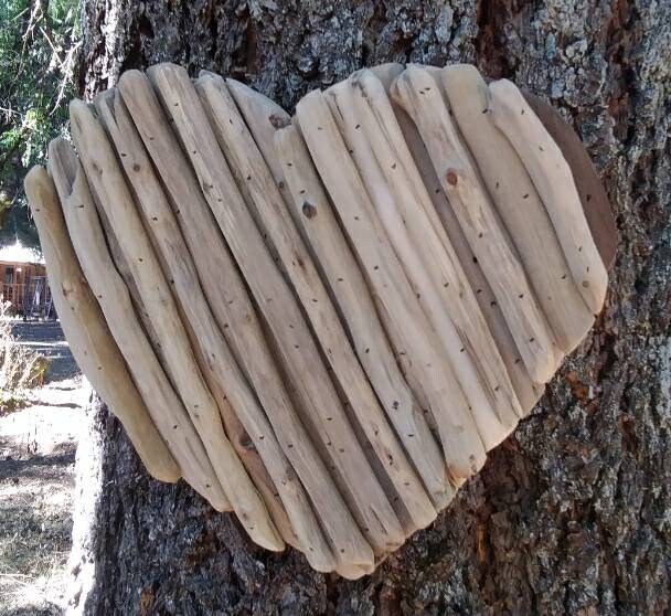 Rustic Wood Heart Driftwood Coastal Wall Art