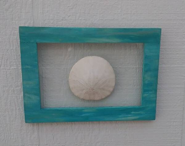 Beach Bathroom 5X7 Blue Green Frame With Real Oregon Sand Dollar