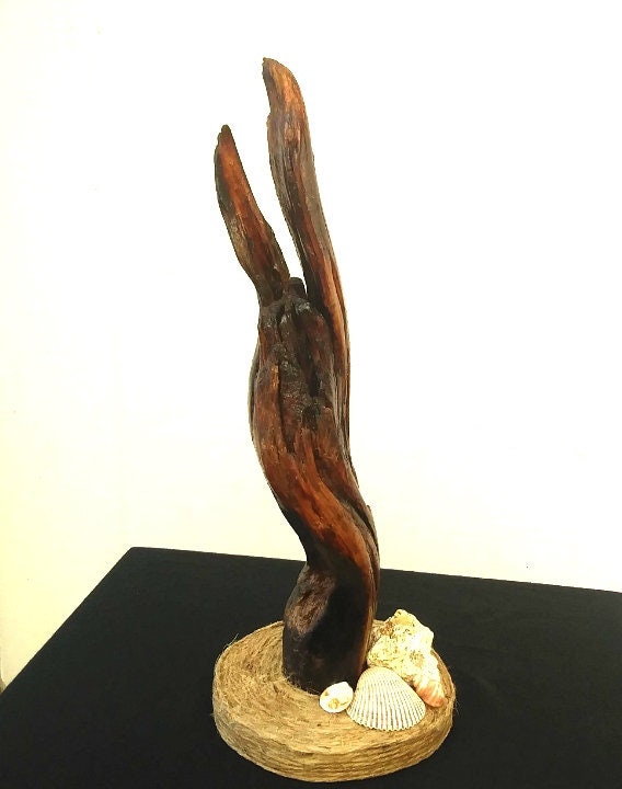 Small Mantel Sculpture Handmade With Driftwood And Beach Shells