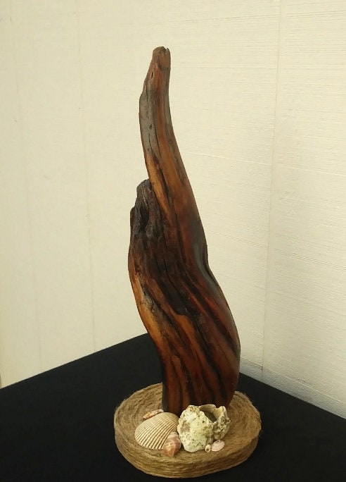 Small Mantel Sculpture Handmade With Driftwood And Beach Shells