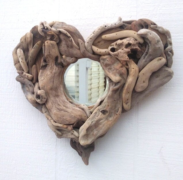 Driftwood Heart Shaped Mirror