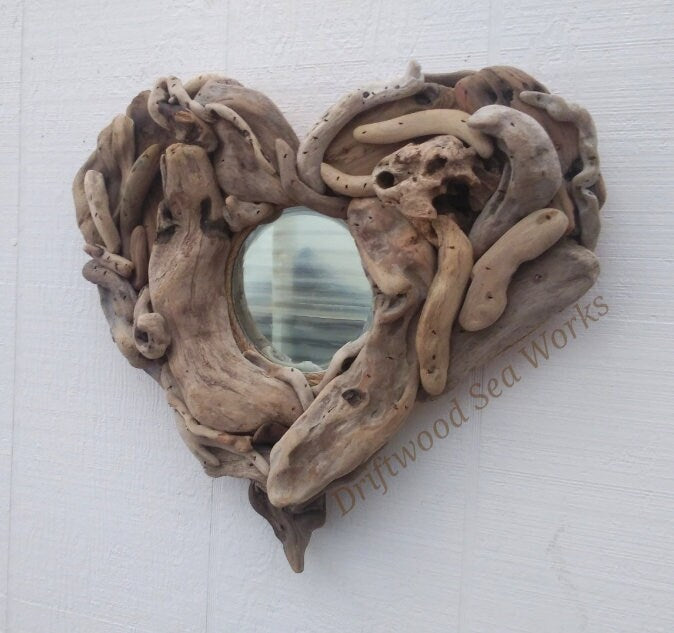 Driftwood Heart Shaped Mirror