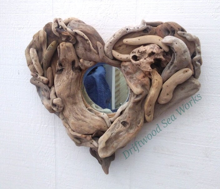 Driftwood Heart Shaped Mirror