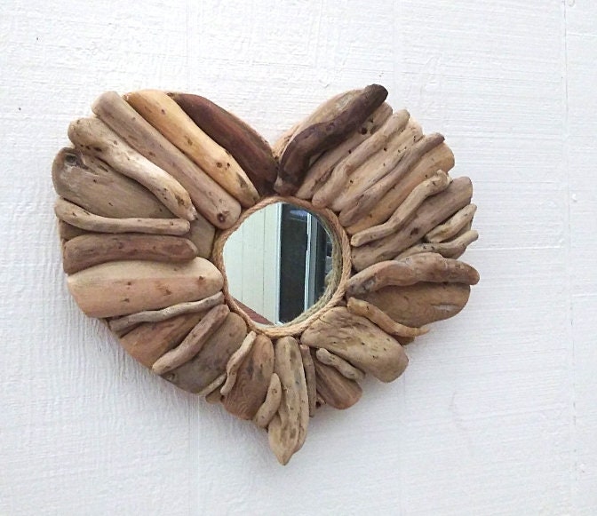 Driftwood Heart Wall Mirror