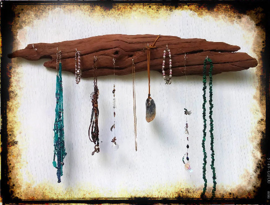 necklace hooks wall hanging boho driftwood art