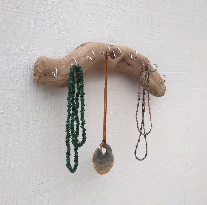 Driftwood Necklace Display Wall Mounted Key Hooks