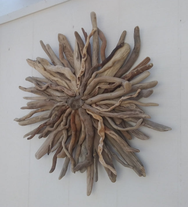 Driftwood Starburst Sculpture Natural Rustic Wood Wall Decor