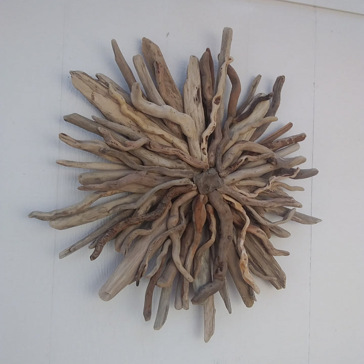Driftwood Starburst Sculpture Natural Rustic Wood Wall Decor