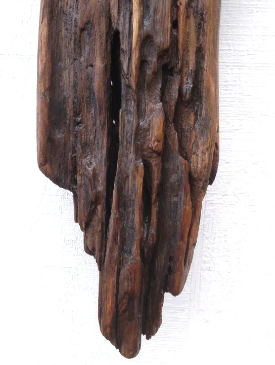 Long Rustic Wood Wall Sculpture Dark Brown Driftwood Art