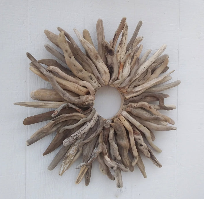 Large 26" Driftwood Wreath Modern Driftwood Mantel Decor