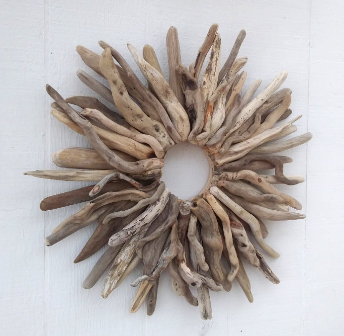 Large 26" Driftwood Wreath Modern Driftwood Mantel Decor